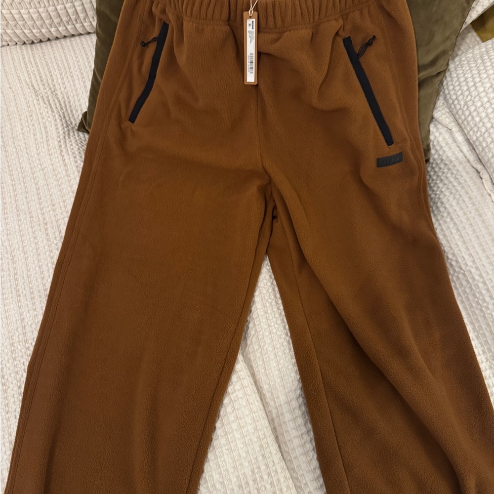 Brown and Black Fleece Pants